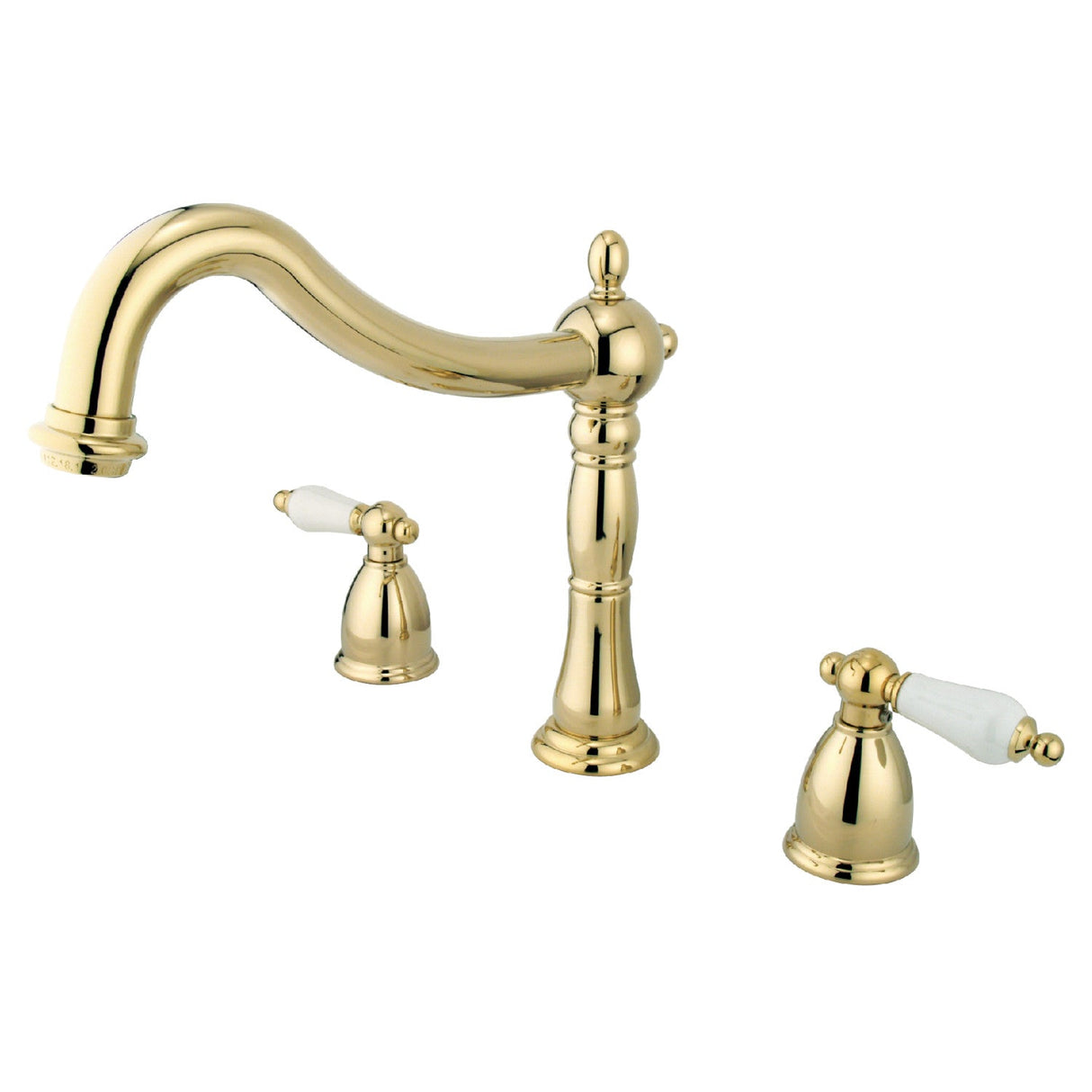 Heritage KS1342PL Two-Handle 3-Hole Deck Mount Roman Tub Faucet, Polished Brass