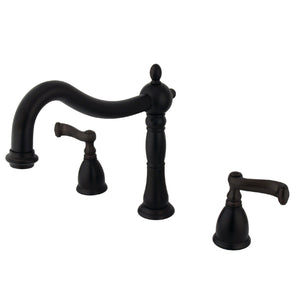 Heritage KS1345FL Two-Handle 3-Hole Deck Mount Roman Tub Faucet, Oil Rubbed Bronze