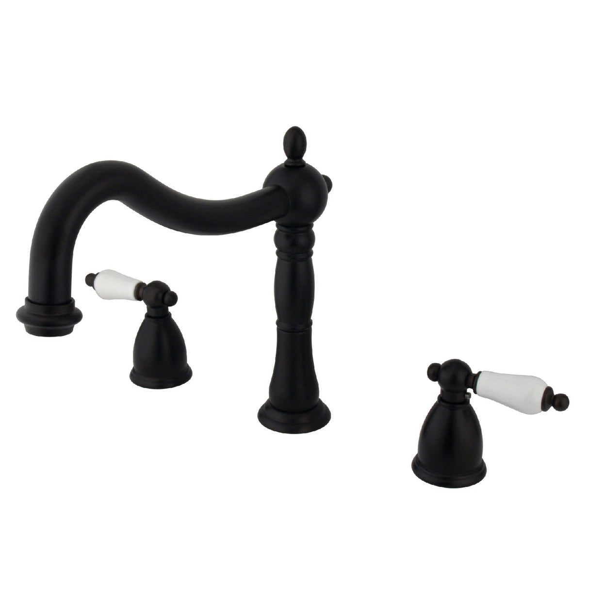 Heritage KS1345PL Two-Handle 3-Hole Deck Mount Roman Tub Faucet, Oil Rubbed Bronze
