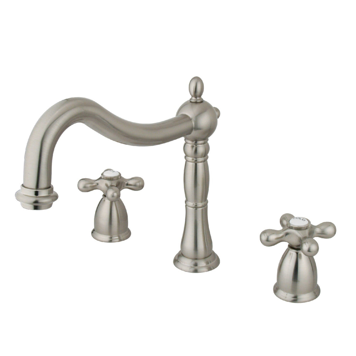 Heritage KS1348AX Two-Handle 3-Hole Deck Mount Roman Tub Faucet, Brushed Nickel