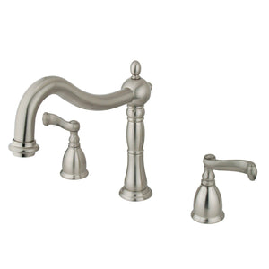 Heritage KS1348FL Two-Handle 3-Hole Deck Mount Roman Tub Faucet, Brushed Nickel