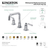 Whitaker KS1410KL Two-Handle 3-Hole Deck Mount Widespread Bathroom Faucet with Push Pop-Up, Matte Black