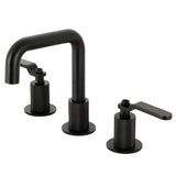 Whitaker KS1410KL Two-Handle 3-Hole Deck Mount Widespread Bathroom Faucet with Push Pop-Up, Matte Black