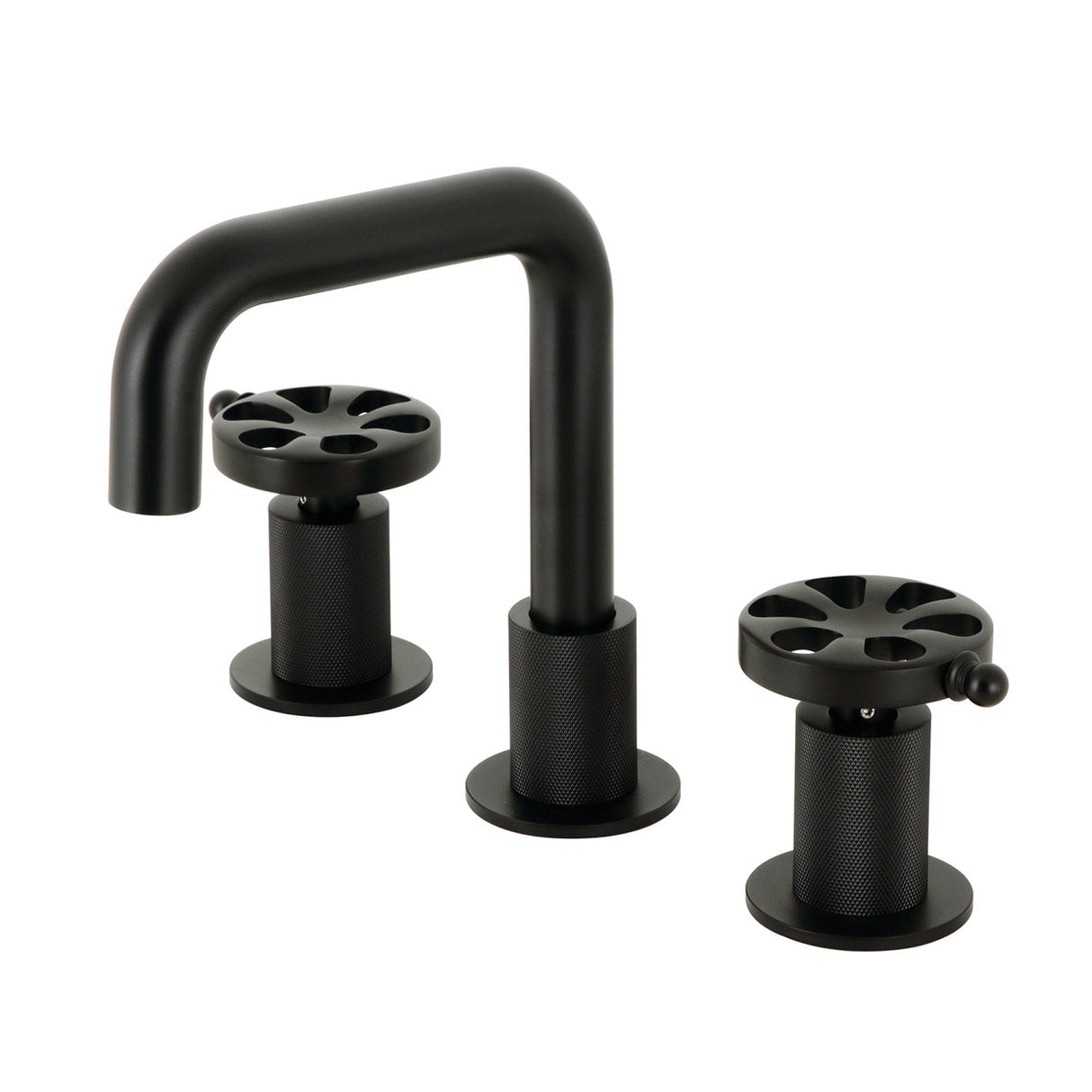 Belknap KS1410RX Two-Handle 3-Hole Deck Mount Widespread Bathroom Faucet with Push Pop-Up, Matte Black