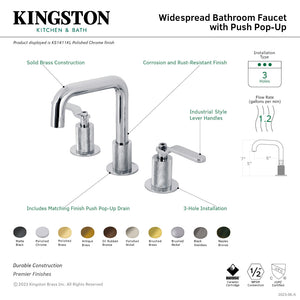 Whitaker KS1411KL Two-Handle 3-Hole Deck Mount Widespread Bathroom Faucet with Push Pop-Up, Polished Chrome