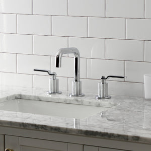 Whitaker KS1411KL Two-Handle 3-Hole Deck Mount Widespread Bathroom Faucet with Push Pop-Up, Polished Chrome