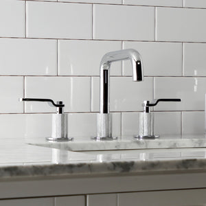 Whitaker KS1411KL Two-Handle 3-Hole Deck Mount Widespread Bathroom Faucet with Push Pop-Up, Polished Chrome