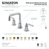 Whitaker KS1413KL Two-Handle 3-Hole Deck Mount Widespread Bathroom Faucet with Push Pop-Up, Antique Brass
