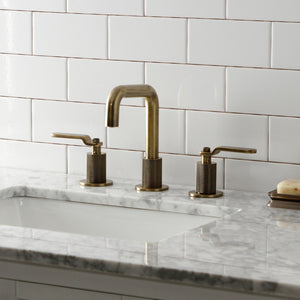 Whitaker KS1413KL Two-Handle 3-Hole Deck Mount Widespread Bathroom Faucet with Push Pop-Up, Antique Brass