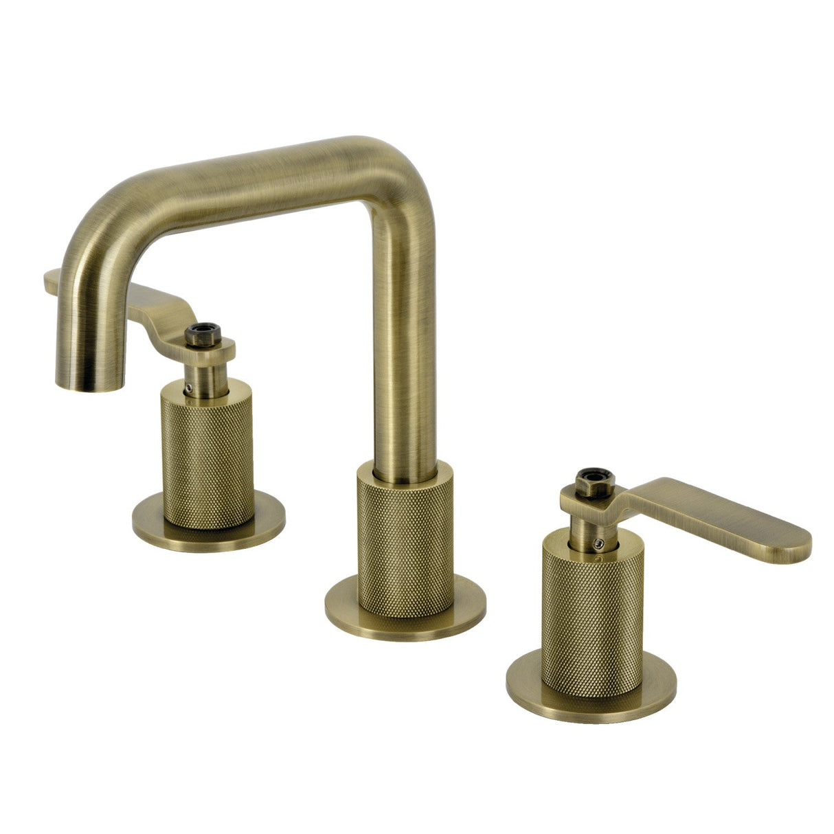 Whitaker KS1413KL Two-Handle 3-Hole Deck Mount Widespread Bathroom Faucet with Push Pop-Up, Antique Brass