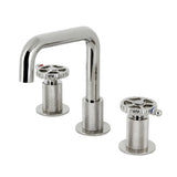 Fuller KS1416CG Two-Handle 3-Hole Deck Mount Widespread Bathroom Faucet with Push Pop-Up, Polished Nickel