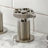 Webb KS1416RKX Two-Handle 3-Hole Deck Mount Widespread Bathroom Faucet with Knurled Handle and Push Pop-Up Drain, Polished Nickel