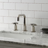 Belknap KS1416RX Two-Handle 3-Hole Deck Mount Widespread Bathroom Faucet with Push Pop-Up, Polished Nickel