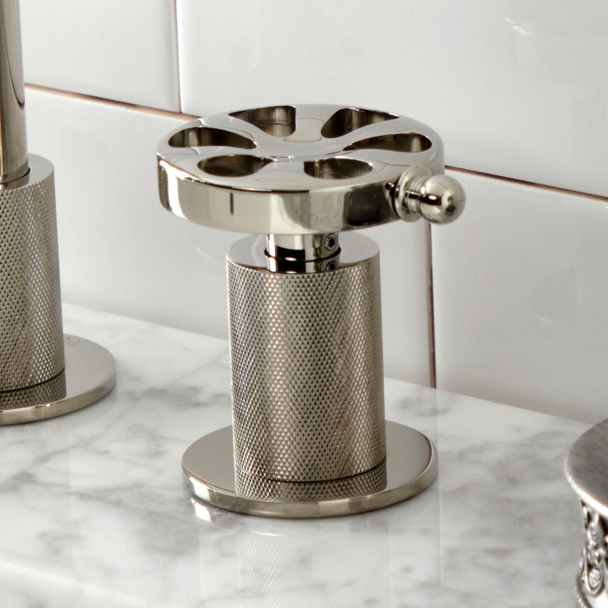 Belknap KS1416RX Two-Handle 3-Hole Deck Mount Widespread Bathroom Faucet with Push Pop-Up, Polished Nickel