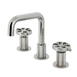 Belknap KS1416RX Two-Handle 3-Hole Deck Mount Widespread Bathroom Faucet with Push Pop-Up, Polished Nickel