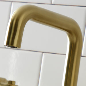 Whitaker KS1417KL Two-Handle 3-Hole Deck Mount Widespread Bathroom Faucet with Push Pop-Up, Brushed Brass