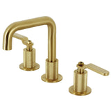 Whitaker KS1417KL Two-Handle 3-Hole Deck Mount Widespread Bathroom Faucet with Push Pop-Up, Brushed Brass