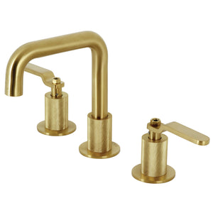 Whitaker KS1417KL Two-Handle 3-Hole Deck Mount Widespread Bathroom Faucet with Push Pop-Up, Brushed Brass