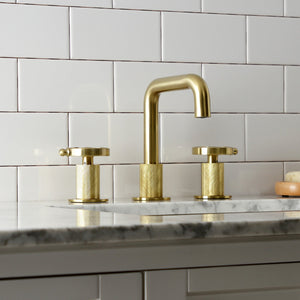 Belknap KS1417RX Two-Handle 3-Hole Deck Mount Widespread Bathroom Faucet with Push Pop-Up, Brushed Brass