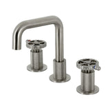 Fuller KS1418CG Two-Handle 3-Hole Deck Mount Widespread Bathroom Faucet with Push Pop-Up, Brushed Nickel