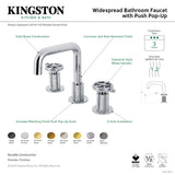 Fuller KS141BSSCG Two-Handle 3-Hole Deck Mount Widespread Bathroom Faucet with Push Pop-Up, Black Stainless