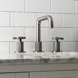 Fuller KS141BSSCG Two-Handle 3-Hole Deck Mount Widespread Bathroom Faucet with Push Pop-Up, Black Stainless