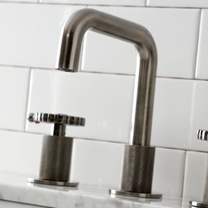 Fuller KS141BSSCG Two-Handle 3-Hole Deck Mount Widespread Bathroom Faucet with Push Pop-Up, Black Stainless