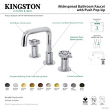 Webb KS141BSSRKX Two-Handle 3-Hole Deck Mount Widespread Bathroom Faucet with Knurled Handle and Push Pop-Up Drain, Black Stainless