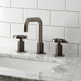 Belknap KS141BSSRX Two-Handle 3-Hole Deck Mount Widespread Bathroom Faucet with Push Pop-Up, Black Stainless