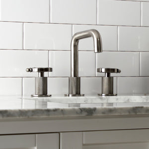 Belknap KS141BSSRX Two-Handle 3-Hole Deck Mount Widespread Bathroom Faucet with Push Pop-Up, Black Stainless