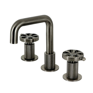 Belknap KS141BSSRX Two-Handle 3-Hole Deck Mount Widespread Bathroom Faucet with Push Pop-Up, Black Stainless