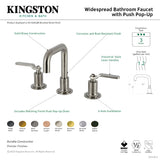 Whitaker KS142KLBN Two-Handle 3-Hole Deck Mount Widespread Bathroom Faucet with Push Pop-Up, Brushed Nickel