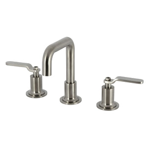 Whitaker KS142KLBN Two-Handle 3-Hole Deck Mount Widespread Bathroom Faucet with Push Pop-Up, Brushed Nickel
