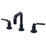 Whitaker KS142KLMB Two-Handle 3-Hole Deck Mount Widespread Bathroom Faucet with Push Pop-Up, Matte Black