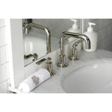 Whitaker KS142KLPN Two-Handle 3-Hole Deck Mount Widespread Bathroom Faucet with Push Pop-Up, Polished Nickel
