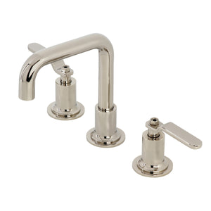 Whitaker KS142KLPN Two-Handle 3-Hole Deck Mount Widespread Bathroom Faucet with Push Pop-Up, Polished Nickel