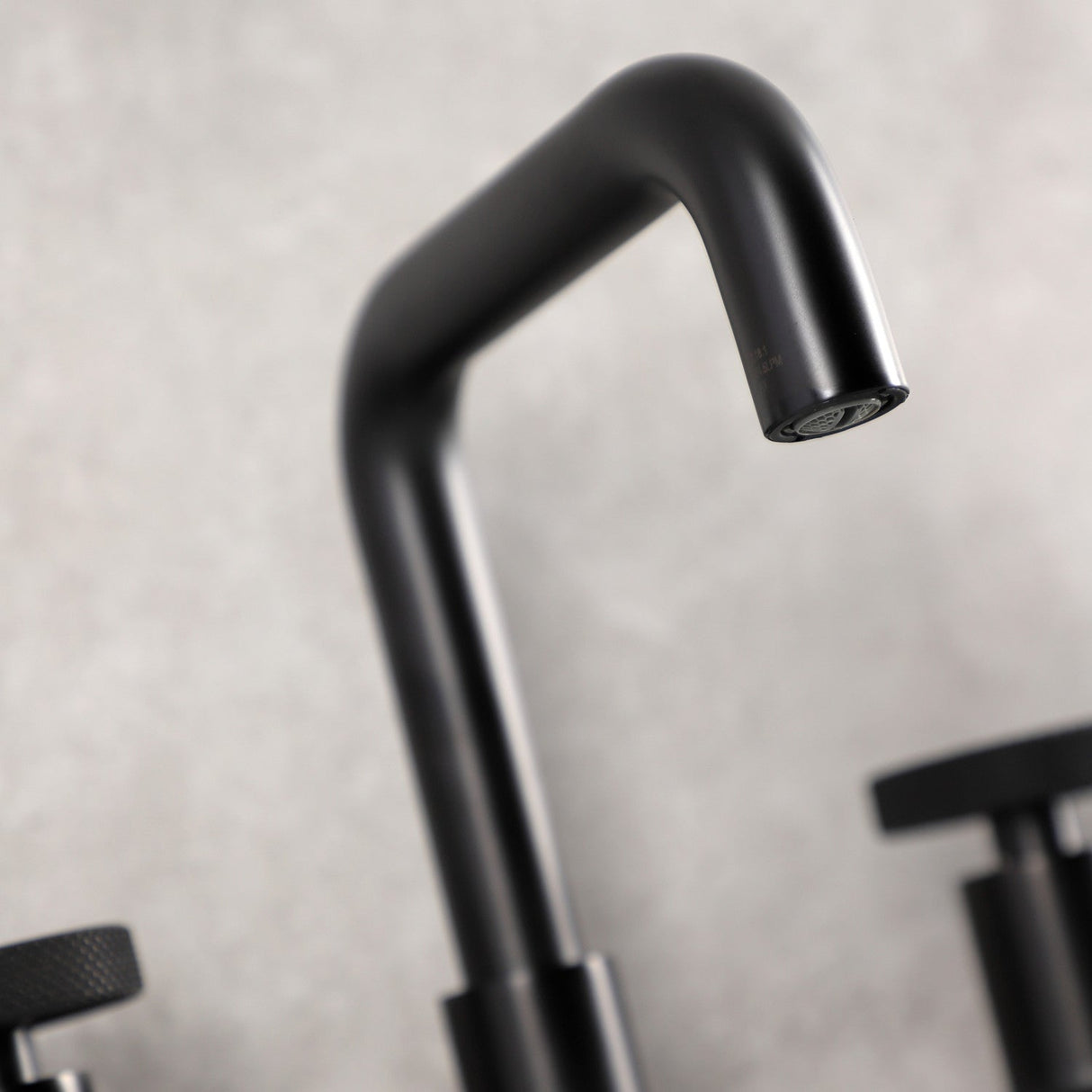 Webb KS142RKXMB Two-Handle 3-Hole Deck Mount Widespread Bathroom Faucet with Knurled Handle and Push Pop-Up Drain, Matte Black