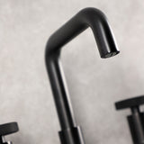 Webb KS142RKXMB Two-Handle 3-Hole Deck Mount Widespread Bathroom Faucet with Knurled Handle and Push Pop-Up Drain, Matte Black