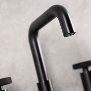 Webb KS142RKXMB Two-Handle 3-Hole Deck Mount Widespread Bathroom Faucet with Knurled Handle and Push Pop-Up Drain, Matte Black