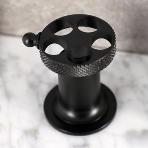 Webb KS142RKXMB Two-Handle 3-Hole Deck Mount Widespread Bathroom Faucet with Knurled Handle and Push Pop-Up Drain, Matte Black