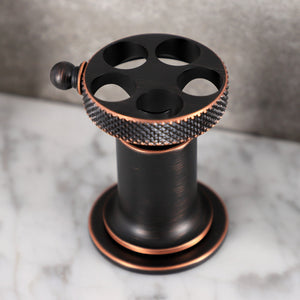 Webb KS142RKXNB Two-Handle 3-Hole Deck Mount Widespread Bathroom Faucet with Knurled Handle and Push Pop-Up Drain, Naples Bronze