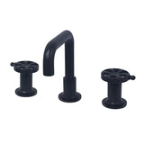 Belknap KS142RXMB Two-Handle 3-Hole Deck Mount Widespread Bathroom Faucet with Push Pop-Up, Matte Black