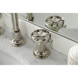 Belknap KS142RXPN Two-Handle 3-Hole Deck Mount Widespread Bathroom Faucet with Push Pop-Up, Polished Nickel