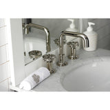 Belknap KS142RXPN Two-Handle 3-Hole Deck Mount Widespread Bathroom Faucet with Push Pop-Up, Polished Nickel