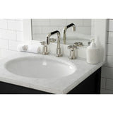 Belknap KS142RXPN Two-Handle 3-Hole Deck Mount Widespread Bathroom Faucet with Push Pop-Up, Polished Nickel