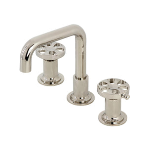 Belknap KS142RXPN Two-Handle 3-Hole Deck Mount Widespread Bathroom Faucet with Push Pop-Up, Polished Nickel