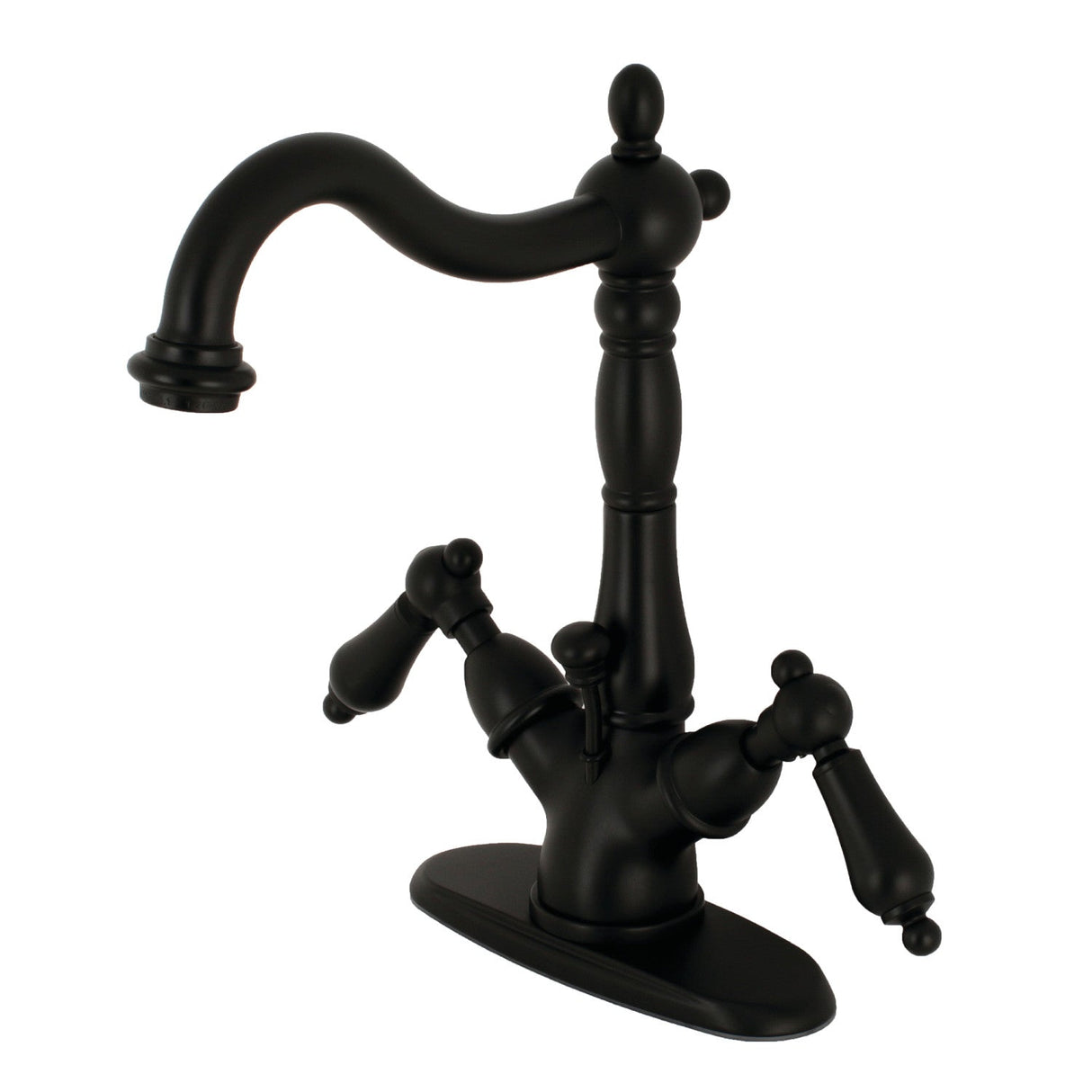 Heritage KS1430AL Two-Handle 1-or-3 Hole Deck Mount Bathroom Faucet with Brass Pop-Up, Matte Black