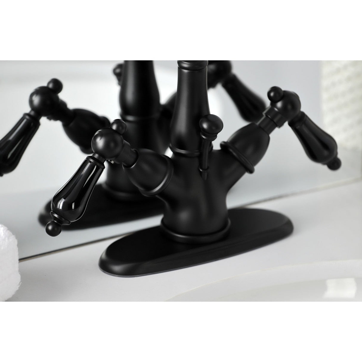 Duchess KS1430PKL Two-Handle 1-or-3 Hole Deck Mount Bathroom Faucet with Brass Pop-Up, Matte Black