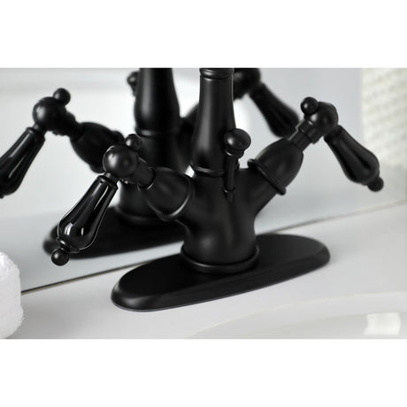 Duchess KS1430PKL Two-Handle 1-or-3 Hole Deck Mount Bathroom Faucet with Brass Pop-Up, Matte Black