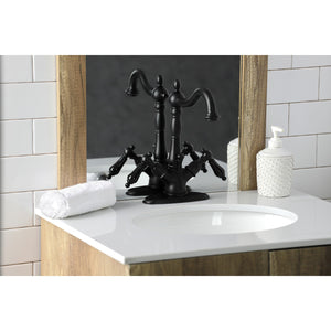 Duchess KS1430PKL Two-Handle 1-or-3 Hole Deck Mount Bathroom Faucet with Brass Pop-Up, Matte Black
